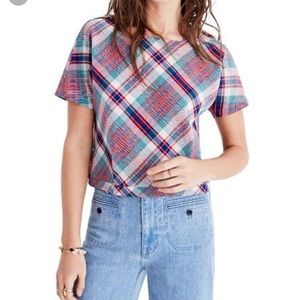 Beautifully made Madwell plaid/Madras-style blouse